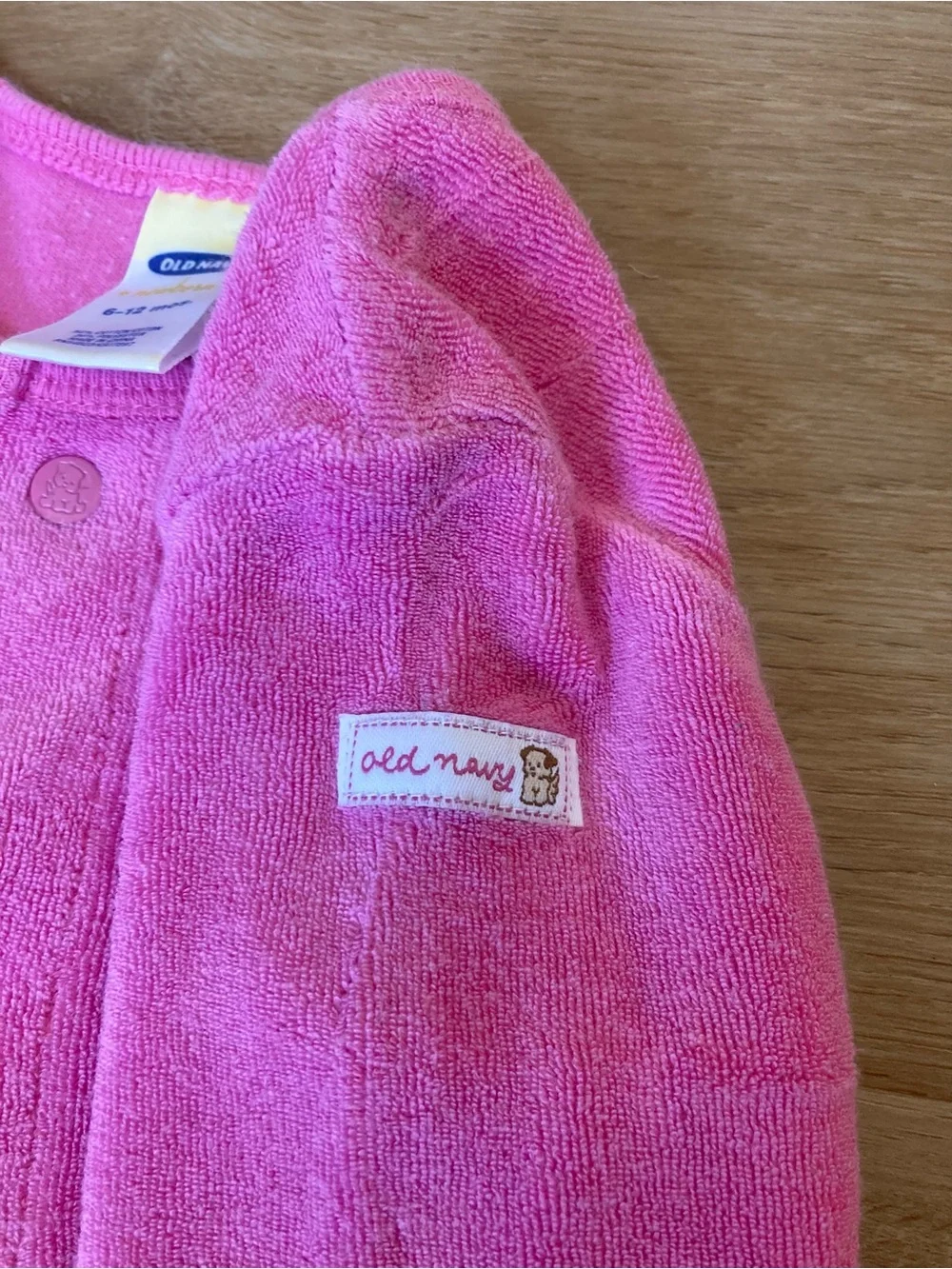 Old Navy Y2K Pink Terrycloth Snap-Front Baby Sweater